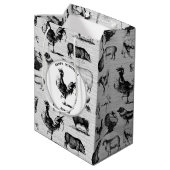 ヴィンテージ飼育動物コラ素朴ージ ミディアムペーパーバッグ (裏面アングル)