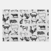ヴィンテージ飼育動物コラ素朴ージ ラッピングペーパーシート (正面3)