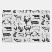 ヴィンテージ飼育動物コラ素朴ージ ラッピングペーパーシート (正面2)