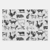 ヴィンテージ飼育動物コラ素朴ージ ラッピングペーパーシート (正面)