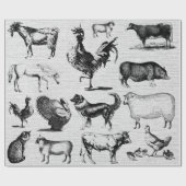 ヴィンテージ飼育動物コラ素朴ージ ラッピングペーパー (フラット)