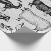 ヴィンテージ飼育動物コラ素朴ージ ラッピングペーパー (角)