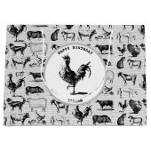 ヴィンテージ飼育動物コラ素朴ージ ラージペーパーバッグ (正面)