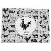 ヴィンテージ飼育動物コラ素朴ージ ラージペーパーバッグ (裏面)