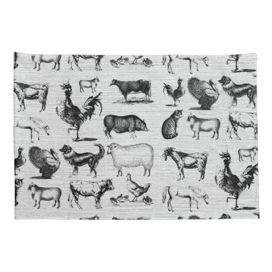 ヴィンテージ飼育動物コラ素朴ージ 枕カバー (裏面-右)