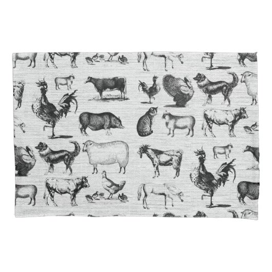 ヴィンテージ飼育動物コラ素朴ージ 枕カバー (正面左)