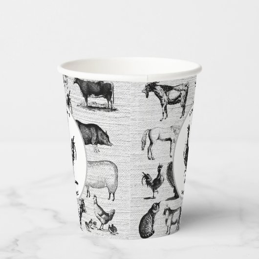 ヴィンテージ飼育動物コラ素朴ージ 紙コップ (右)