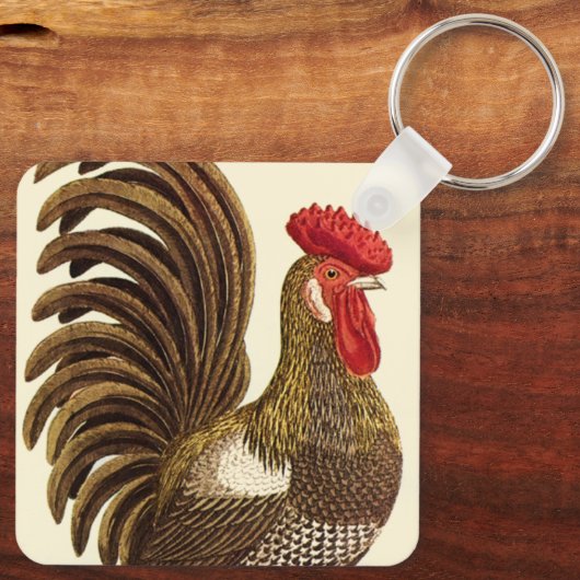 ヴィンテージ飼育動物ニワトリ誇りを持ったコ キーホルダー (裏面)
