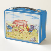 ヴィンテージ飼育動物ファッションド子豚ガモ メタルランチボックス (裏面)