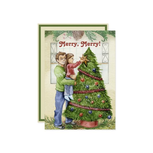 ヴィンテージ飾のクリスマスツリーとパパ (正面/裏面インサイチュ)