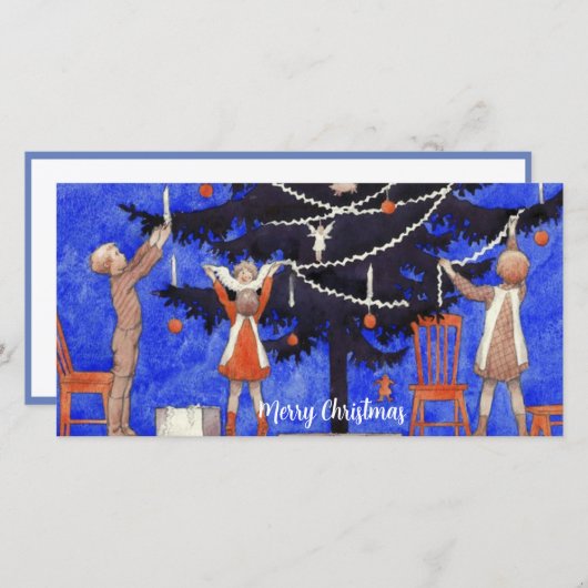 ヴィンテージ飾のクリスマスツリー シーズンカード (正面/裏面)