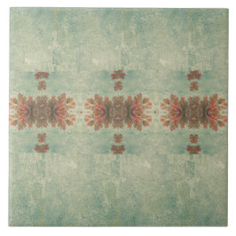 ヴィンテージ飾りタイルDuo：緑と赤みがかった眉 タイル