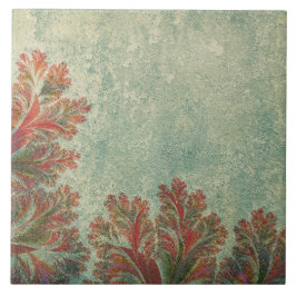 ヴィンテージ飾りタイルDuo：緑と赤みがかった眉 タイル