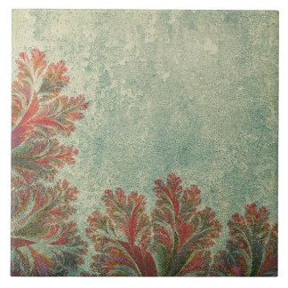 ヴィンテージ飾りタイルDuo：緑と赤みがかった眉 タイル