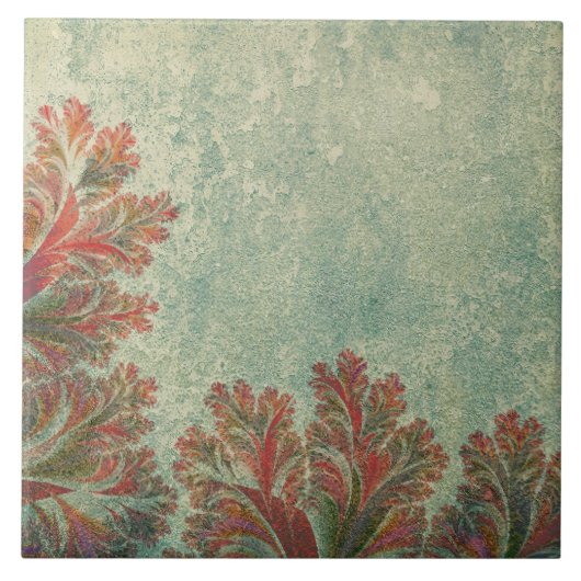 ヴィンテージ飾りタイルDuo：緑と赤みがかった眉 タイル (正面)