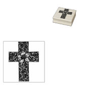 ヴィンテージ飾りフラワークロスのスタンプ ラバースタンプ (押印)