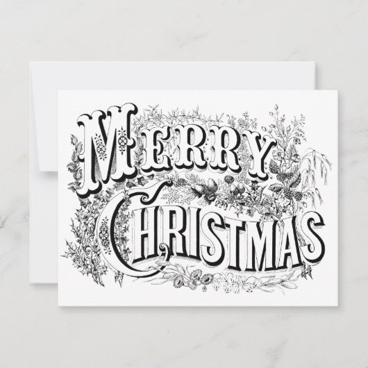 ヴィンテージ飾りメリークリスマスカラーMeスクリプト ノートカード (正面)