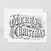 ヴィンテージ飾りメリークリスマスカラーMeスクリプト ノートカード (正面/裏面)