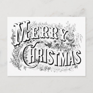 ヴィンテージ飾りメリークリスマスカラーMeスクリプト ポストカード