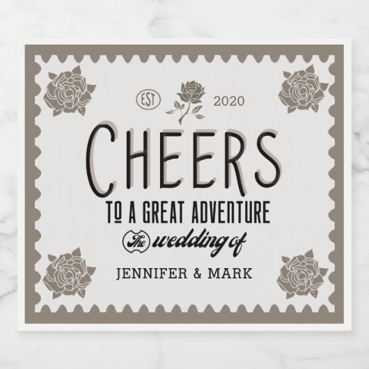 ヴィンテージ飾り結婚スクリプトのビールラベル ビールラベル (シングルラベル)