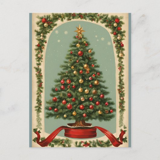 ヴィンテージ飾クリスマスツリー シーズンポストカード (正面)