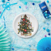 ヴィンテージ飾クリスマスツリー ペーパープレート (パーティー)