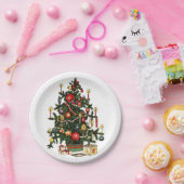 ヴィンテージ飾クリスマスツリー ペーパープレート (パーティー)