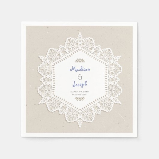 ヴィンテージ飾結婚りレース紙ナプキン スタンダードカクテルナプキン (正面)