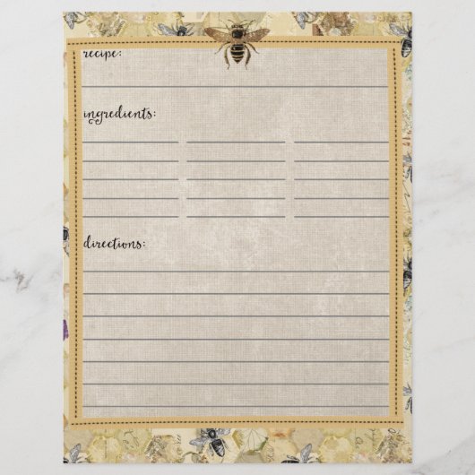 ヴィンテージ養蜂家のレシピ挿入 (正面)