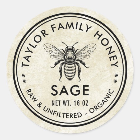 ヴィンテージ養蜂蜜ラベル ラウンドシール (正面)