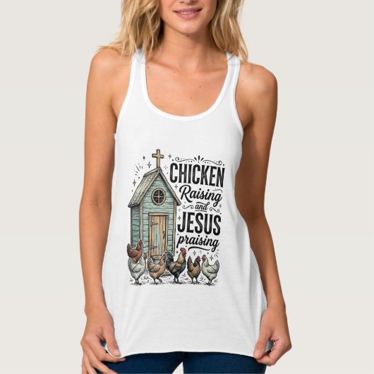 ヴィンテージ養鶏イエス讃美Tシャツ タンクトップ (正面)