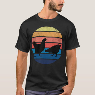 ヴィンテージ養鶏場の夕焼けシルエット Tシャツ