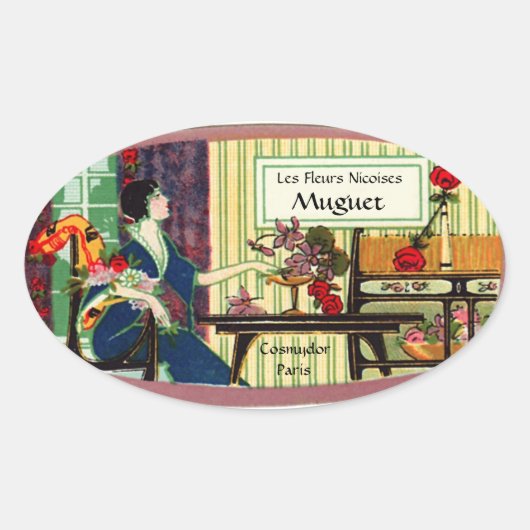 ヴィンテージ香水ラベル – レフランスのディ 楕円形シール (正面)