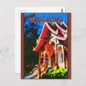 ヴィンテージ香港仏教寺院の旅行 ポストカード (正面/裏面)