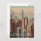 ヴィンテージ香港超高層ビル旅行 ポストカード (正面/裏面)