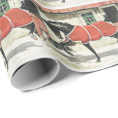 ヴィンテージ馬および犬のクリスマス ラッピングペーパー (ロールコーナー)