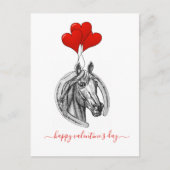 ヴィンテージ馬とハートバレンタイン葉書 シーズンポストカード (正面)