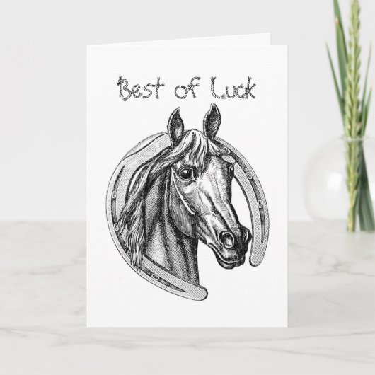 ヴィンテージ馬と馬蹄グリーティングカード カード (正面)