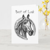 ヴィンテージ馬と馬蹄グリーティングカード カード (黄色い花)