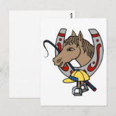 ヴィンテージ馬と馬蹄及びキャップ入れ墨 ポストカード (正面/裏面)