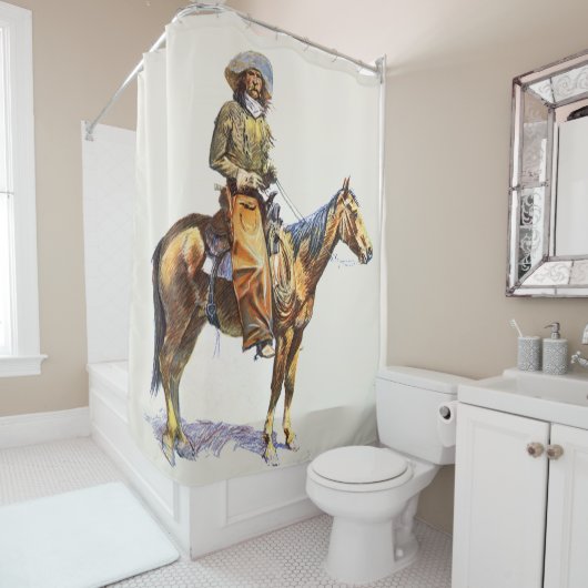 ヴィンテージ馬に乗る西カウボーイ シャワーカーテン