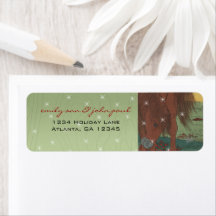 ヴィンテージ馬のクリスマス差出人住所ラベル