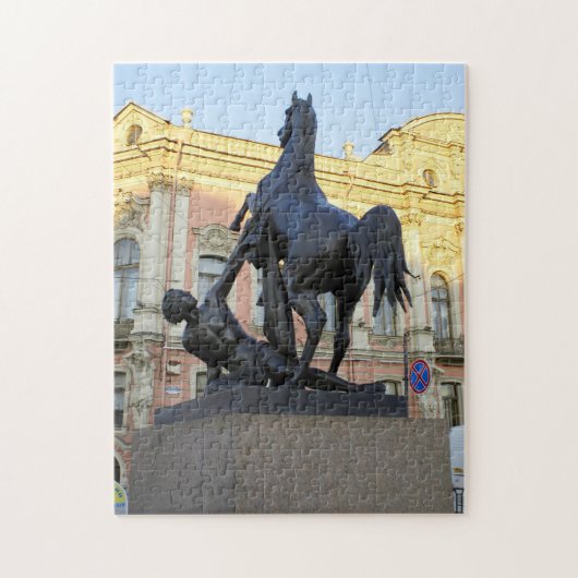 ヴィンテージ馬の彫刻アニコフ橋 ジグソーパズル (縦)