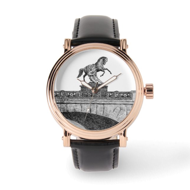 ヴィンテージ馬の彫刻アニコフ橋 腕時計 (正面)