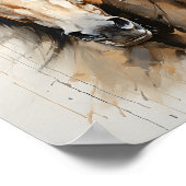 ヴィンテージ馬イラストレーション水彩動物アート ポスター (角)