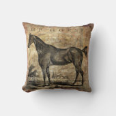 ヴィンテージ馬サラブレッドとアラビア馬 クッション (正面)