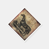 ヴィンテージ馬サラブレッドとアラビア馬 スタンダードカクテルナプキン (角)
