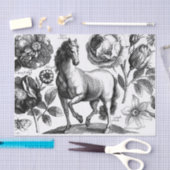 ヴィンテージ馬フローラ組織またはデカップペーパー 薄葉紙 (クラフト)