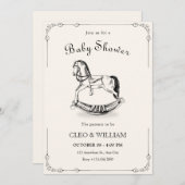 ヴィンテージ馬ベビーシャワー招待状 招待状 (正面/裏面)