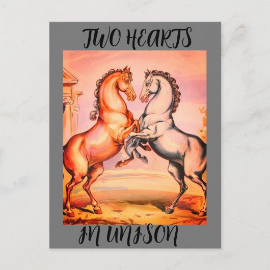 ヴィンテージ馬ロマンチックポストカード ポストカード (正面)